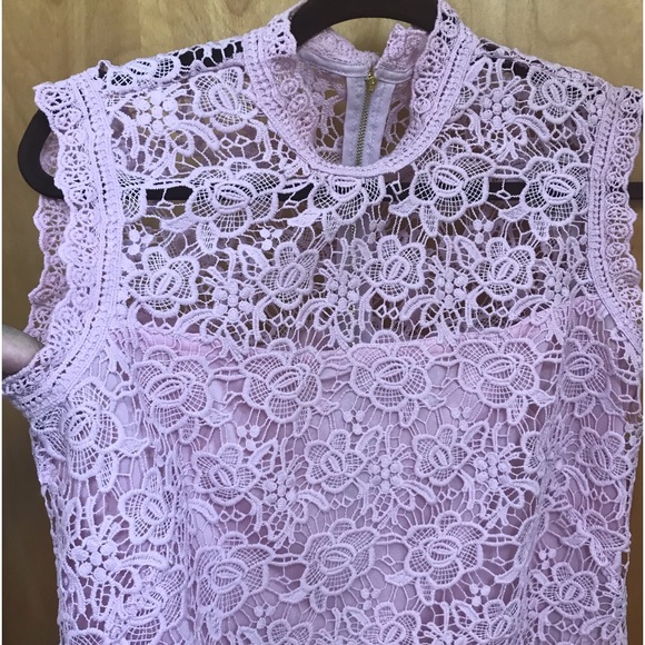 Nanette Lepore SPRING FLING Crochet Lace Sugar Plum Tank Blouse Top M - Picture 3 of 7